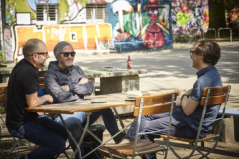 Chefredakteur Benjamin Heine im Gespräch mit Sascha Lange und Sandro Standhaft