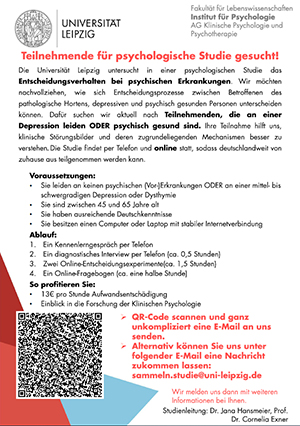 Studienteilnehmende gesucht! ---