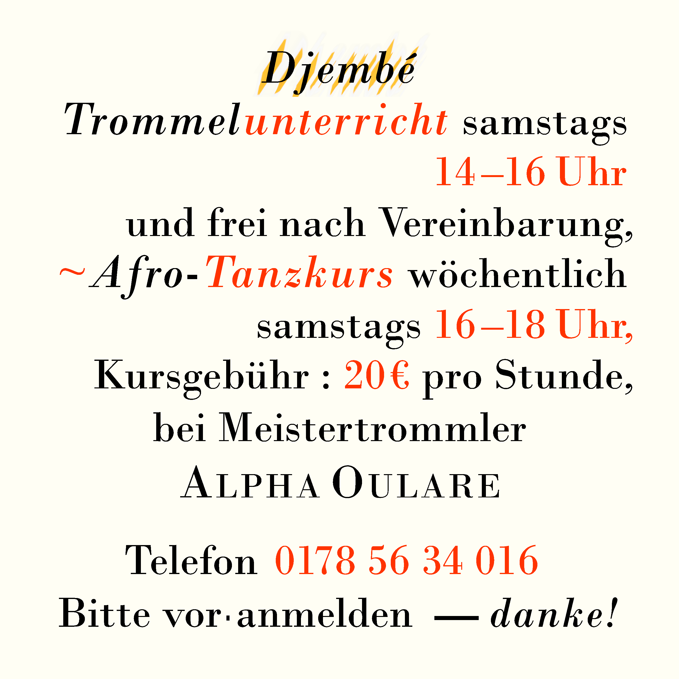 Djembe-Trommelunterricht & Afro-Tanzkurs ---