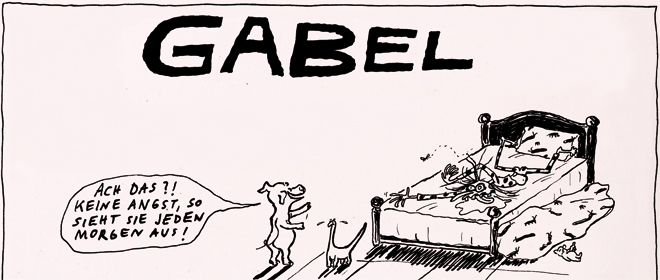   Ihre bevorzugte Körperhaltung beim Zeichnen, Gabi Gabel? | Der kreuzer-Cartoonisten-Fragebogen  