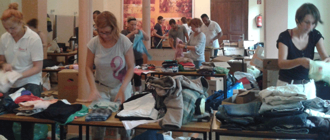   »Die Hilfsbereitschaft ist explodiert« | Massenweise Spenden für Flüchtlinge in der Ernst-Grube-Halle  